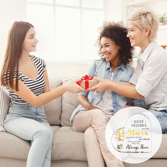 Birthday Gifts for Women Good Friends are Like Stars Night Lights Gold Acrylic Christmas Gift for Sister Friendship Gifts USB Night Lamp Keepsake Home Decoration 3.7" - LeafyLoom