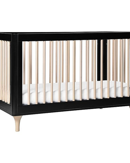 Babyletto Lolly 3-in-1 Convertible Crib with Toddler Bed Conversion Kit in Black and Washed Natural, Greenguard Gold Certified - LeafyLoom