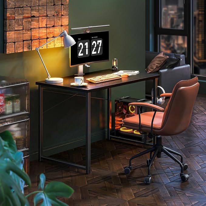 Coleshome 40 Inch Computer Desk, Modern Simple Style Desk for Home Office, Study Student Writing Desk, Black - LeafyLoom