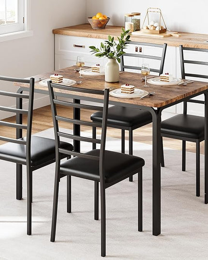 IDEALHOUSE Dining Table for 4, Small Table and Chairs Set of 4, Dinette Set for 4, Square Dinner Table Set, 5 Piece Kitchen & Dining Room Sets for Small Space (Vintage, Dining Table with 4 Chairs) - LeafyLoom