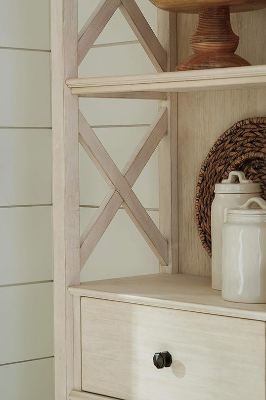 Signature Design by Ashley Bolanburg Cottage Chic Display Cabinet or Bookcase, Antique White - LeafyLoom
