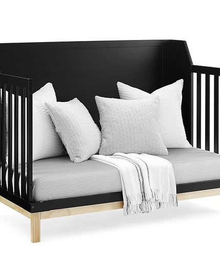 GAP babyGap Oxford 6-in-1 Convertible Crib - Greenguard Gold Certified, Ebony/Natural - LeafyLoom