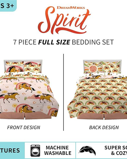 Franco Kids Bedding Super Soft Comforter and Sheet Set with Sham, 7 Piece Full Size, Spirit Riding Free - LeafyLoom