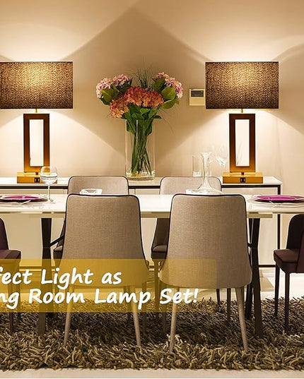 22'' Black&Gold Lamps for Bedrooms Set of 2, Touch Control Table Lamps with USB Ports, 3-Way Dimmable Bedside Nightstand Lamps, Modern Table Lamps for Living Room End Table, LED Bulbs Included - LeafyLoom