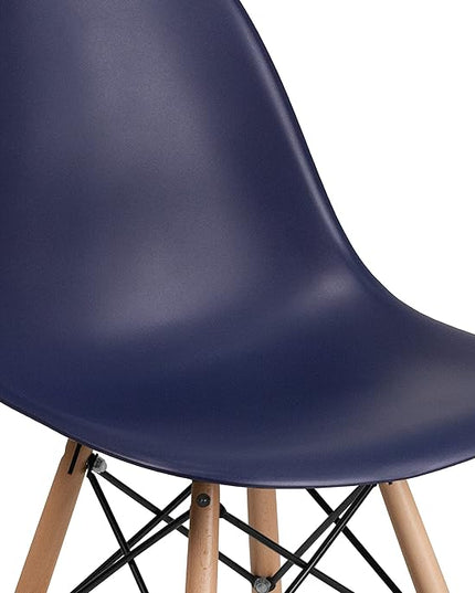 Flash Furniture 2 Pack Elon Series Navy Plastic Chair with Wooden Legsase - LeafyLoom