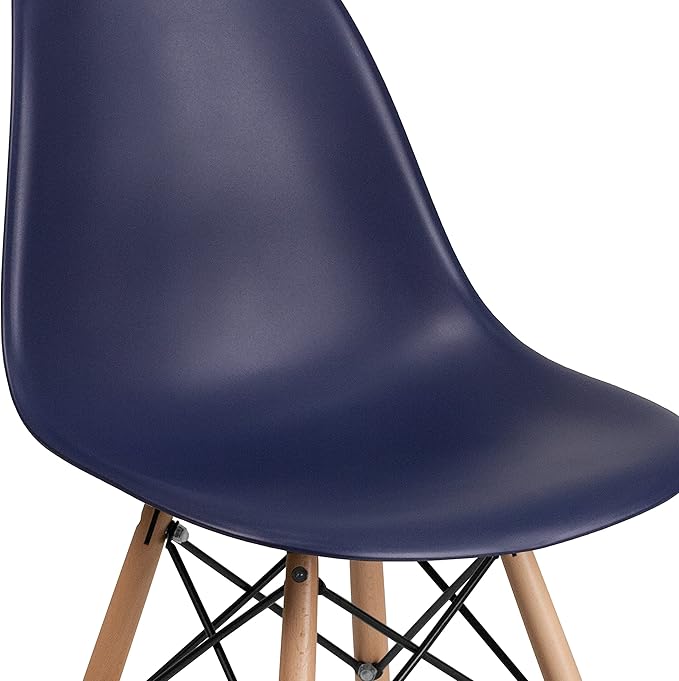 Flash Furniture 2 Pack Elon Series Navy Plastic Chair with Wooden Legsase - LeafyLoom