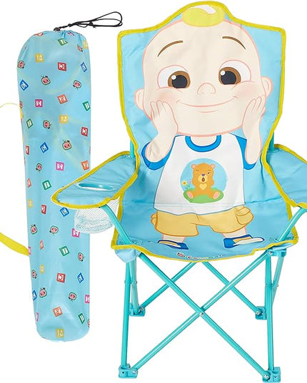 Idea Nuova Kids Indoor-Outdoor Folding Camp Chair with Carry Case, Cocomelon - LeafyLoom