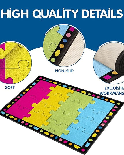 Booooom Jackson Classroom Rug Elementary Classroom Carpet 6'5"x8'5"Preschool Rugs Colorful Puzzle Seating Rug with Non-Slip Backing School Classroom Kid Rug (PzPK-2620)(PzPK-2620) - LeafyLoom