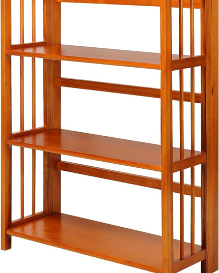 Casual Home 3-Shelf Folding Stackable Bookcase (27.5" Wide)-Honey Oak - LeafyLoom