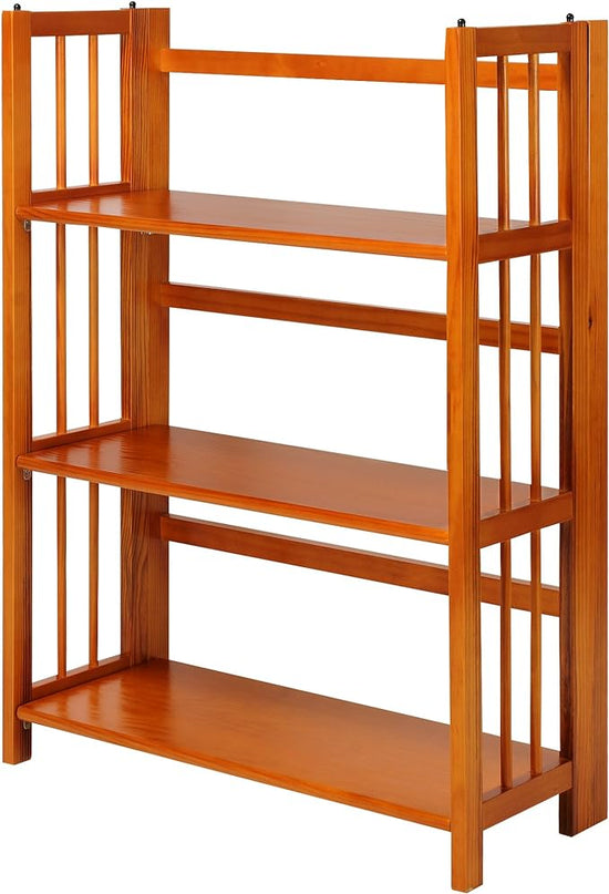 Casual Home 3-Shelf Folding Stackable Bookcase (27.5" Wide)-Honey Oak - LeafyLoom
