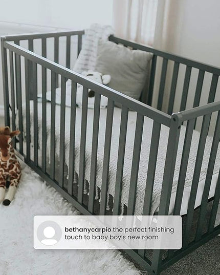 Delta Children Heartland 4-in-1 Convertible Crib - Greenguard Gold Certified, Charcoal Grey - LeafyLoom