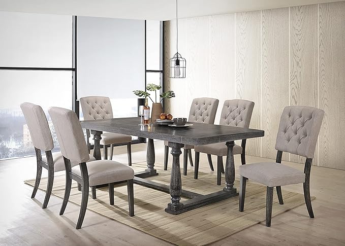 NicBex Dining Table Contemporary Kitchen Table Farmhouse Rustic Square Dining Table, Weathered Gray Oak Rectangular Dining Table, Easy Assembly, Oak - LeafyLoom