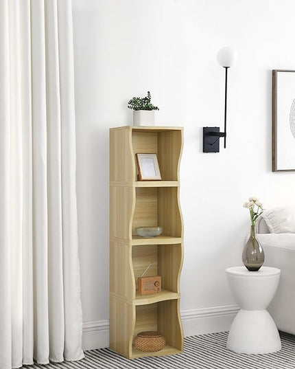 ECYIL Double Layered Independent Storage Rack, Full Circular Color Blocking Bookshelf, Suitable for Home, Office, Living Room, etc (nature1) - LeafyLoom