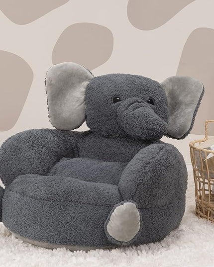 Trend Lab Elephant Toddler Chair Plush Character Kids Chair Comfy Furniture Pillow Chair for Boys and Girls, 21 x 19 x 19 inches - LeafyLoom