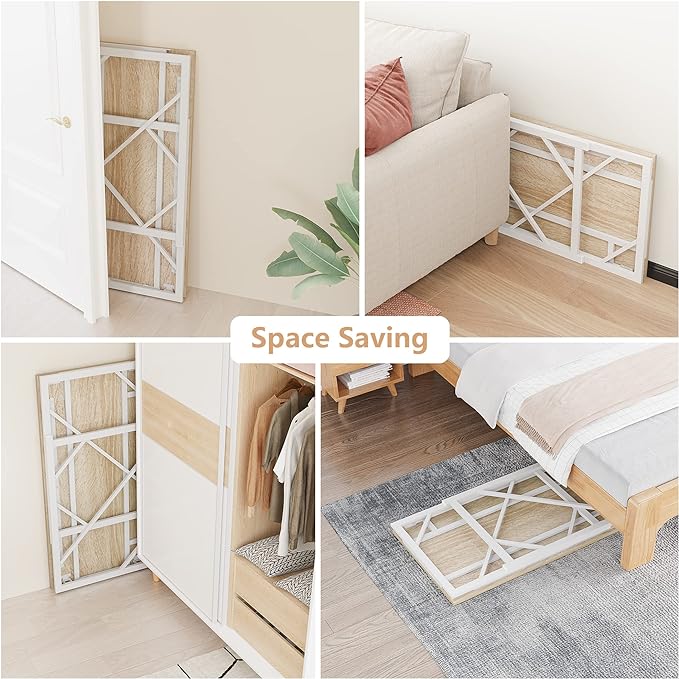 Elephance 40" Folding Computer Desk No Assembly Needed Foldable Small Home Office Desk Study Writing Desk Gaming Table for Small Space (Beige) - LeafyLoom