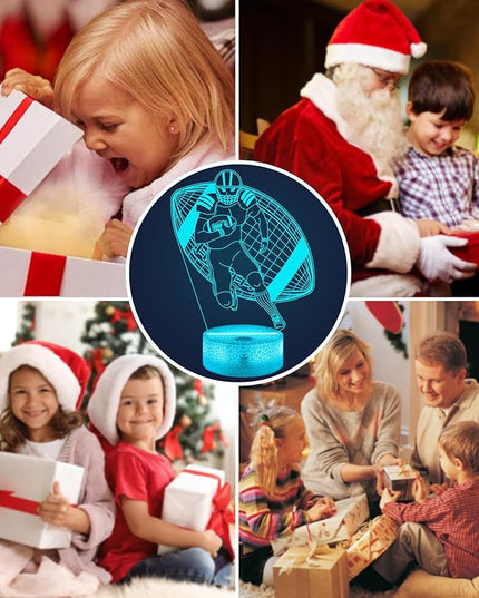 Attivolife Football Player Night Light for Kids, 3D Rugby Illusion LED Lamp, 16 Colors Changing with Remote Control & Touch, Best Room Decor Birthday Gifts for Outsports Lover Boys Teens Child - LeafyLoom