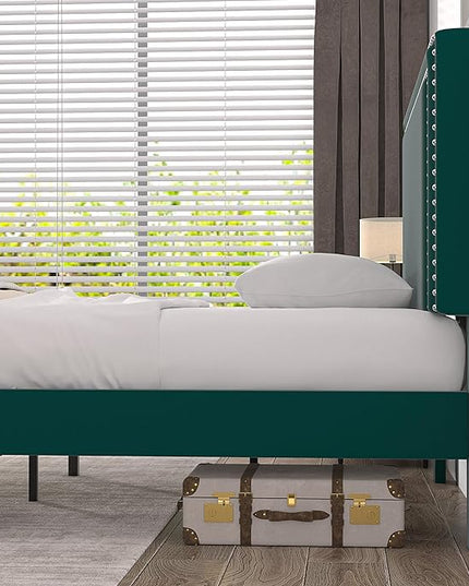 VECELO Twin Size Platform Bed Frame with Height Adjustable Upholstered Headboard, Modern Mattress Foundation,Strong Wood Slat Support, No Box Spring Needed, Easy Assembly - LeafyLoom