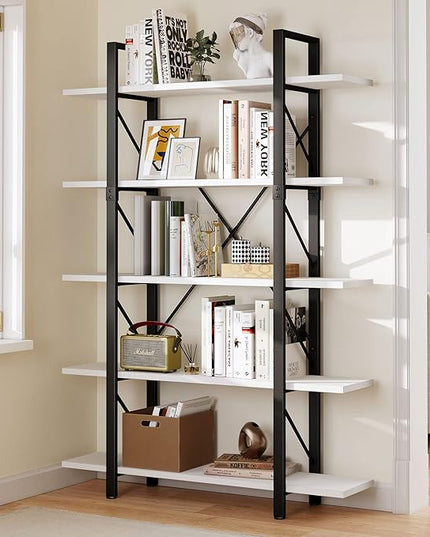 YITAHOME 5 Tier Bookshelf, Freestanding 5 Shelf Bookcases and Bookshelves, Modern Minimalist Furniture Open Display Storage Shelves Books Organizer for Living Room Bedroom Home Office, White - LeafyLoom