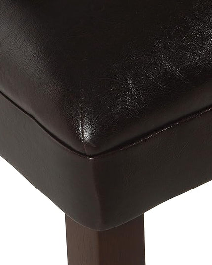HomePop Classic Parsons Dining Chairs, Brown Faux Leather (Set of 2) - LeafyLoom
