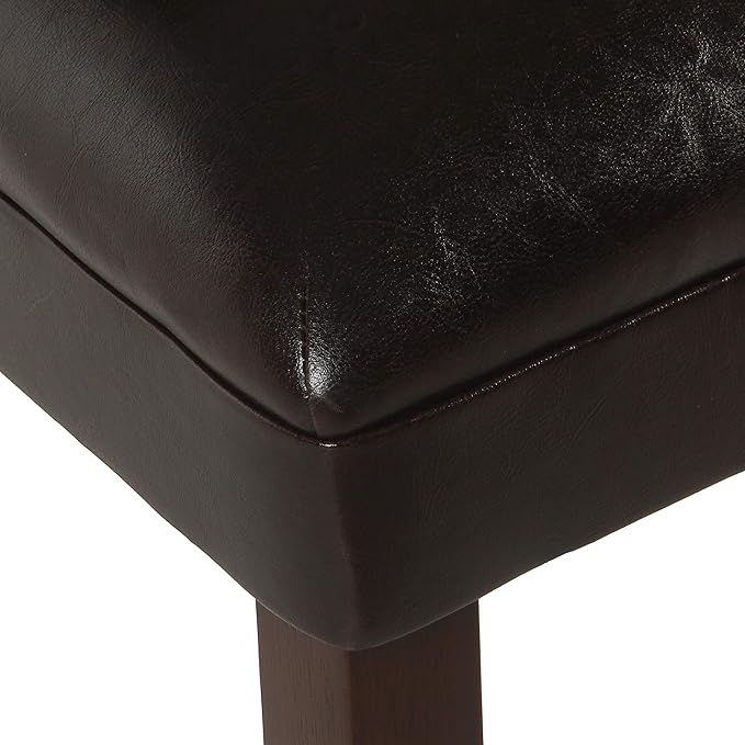 HomePop Classic Parsons Dining Chairs, Brown Faux Leather (Set of 2) - LeafyLoom