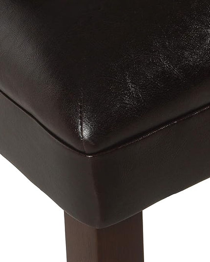 HomePop Dining Chair, Brown Faux Leather - LeafyLoom