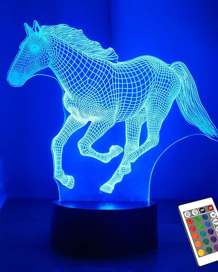 FULLOSUN Horse Night Light, Horse Gift for Girls, 3D Horse Night Lights with Remote Contro 16 RGB Colors Changeable Kids Room Boys Girls Gift for Holiday Birthday Xmas Creative Decoration - LeafyLoom