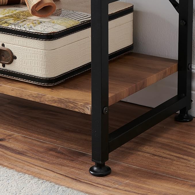 Bookshelf for Small Space, 3 Tier Wood Book Shelf and Bookcase with Metal Frame, Rustic Standing Unit Shelf Display Rack for Living Room/Home Office, Light Brown - LeafyLoom