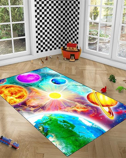Space Rug for Boys Room - Solar System Rugs for Boys Bedroom Outer Space Area Rug for Boys Bedroom Kids Rugs for Playroom Galaxy Area Rugs for Kids Bedroom Space Rug Living Room,2'5''×4' - LeafyLoom