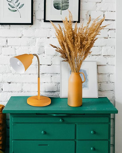 Globe 56083 16" Desk Lamp, Matte Orange, Adjustable Brass Gooseneck, in-Line On/Off Rocker Switch, Home Office Accessories, Desk Lamps for Home Office, Home Décor, Adjustable Lamp - LeafyLoom