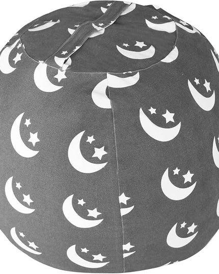 2 PCS Stuffed Animal Storage Bean Bag Chair Cover, Cotton Canvas Beanbag with Zipper for Organizing Kid's and Adults Room Stars Moon 24" - LeafyLoom