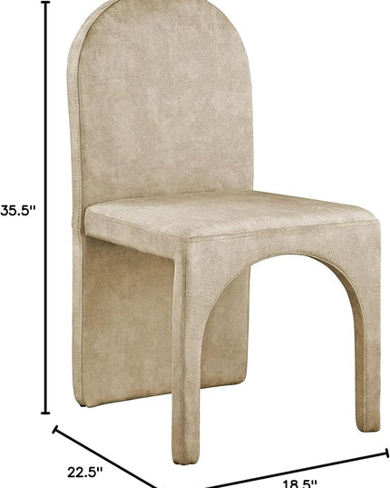 Meridian Furniture Summer Collection Modern | Contemporary Velvet Upholstered Dining Side Chair with Steel Frame, Set of 2, Beige - LeafyLoom