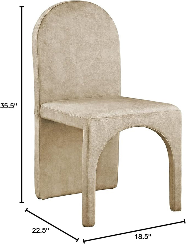Meridian Furniture Summer Collection Modern | Contemporary Velvet Upholstered Dining Side Chair with Steel Frame, Set of 2, Beige - LeafyLoom