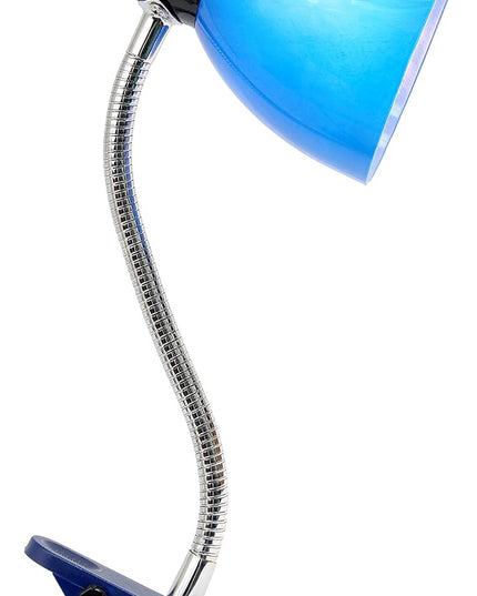 Simple Designs LD2014-BLU Adjustable Desk Clip Lamp Light, for Desks, Nightstands, Reading, Blue - LeafyLoom