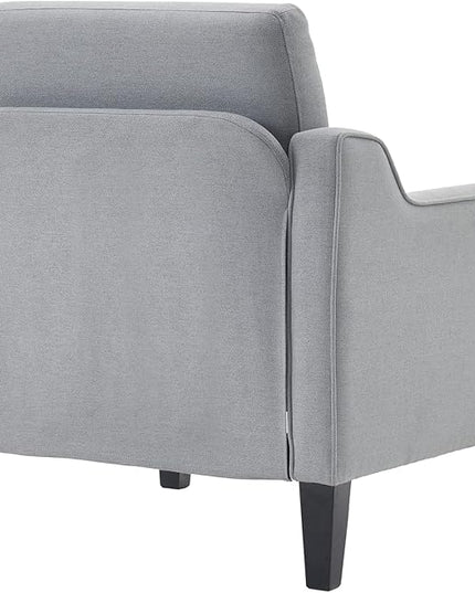 VINGLI Mid century Modern Accent Chair,Light Grey Fabric Accent Chairs for Living Room Upholstered Armchair with Scooped Arms for Bedroom,Apartment,Studio,Office,Waiting Room - LeafyLoom
