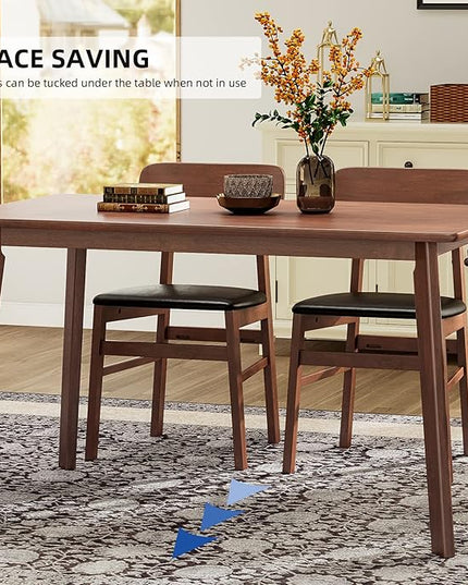 NicBex Dining Room Table Set for 4 Kitchen Table and Chairs 5 Pieces Dining Table Set 1 Dining Table and 4 Chairs Rustic Retro Solid Rubberwood Table for Home, Antique Brown - LeafyLoom