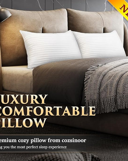 COZSINOOR Bed Pillows Queen Size: Hotel Quality Set of 2 - Down Alternative Microfiber Filled for Back, Stomach, Side Sleepers, Breathable & Skin-Friendly - LeafyLoom