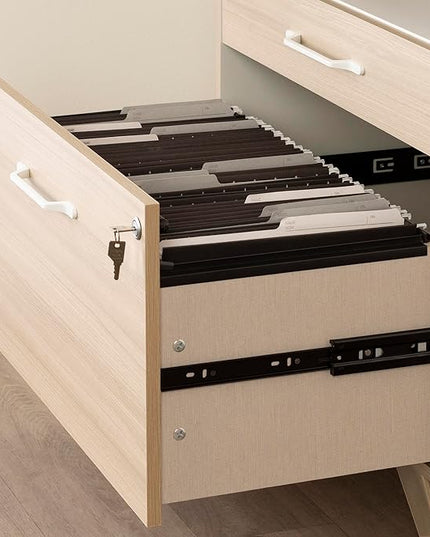 South Shore Helsy 2-Drawer File Cabinet, Lateral, Soft Elm and White - LeafyLoom