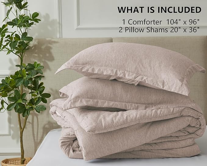 CozyLux California King Comforter Set - 3 Pieces Warm Taupe Soft Luxury Cationic Dyeing Cal King Size Tan Bedding Comforter All Season, Breathable Bed Set with 1 Comforter and 2 Pillow Shams - LeafyLoom