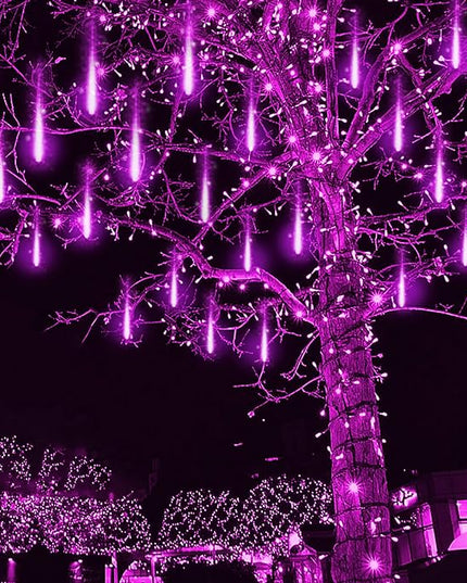 Kwaiffeo Halloween Lights Outdoor, Meteor Shower Lights Icicle Lights for Halloween Christmas Decorations Outdoor, Waterproof UL Plug 8 Tube Falling Rain Lights for Holiday Party New Year Kwaiffeo