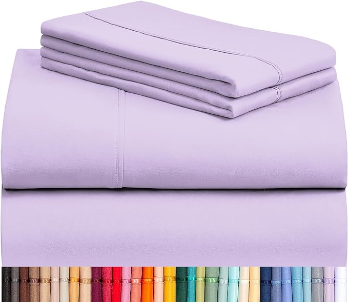 LuxClub 4 PC Sheet Sheets Deep Pockets 18" Eco Friendly Wrinkle Free-Kids-Fitted Sheets Machine Washable Hotel Bedding Silky Soft - Lavender Twin - LeafyLoom