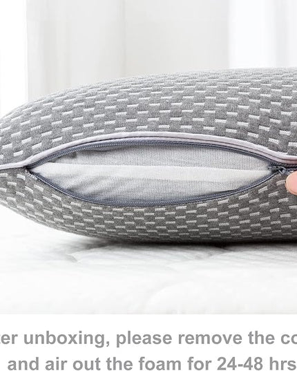BedStory Memory Foam Pillow Medium Firm - Standard Size Memory Foam Bed Pillow - Orthopedic Pillows for Sleeping - Stomach & Back Sleepers - LeafyLoom