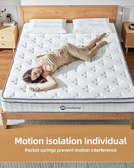 Full Size Mattress, 12 Inch Mattress Full with Pocket Spring and Memory Foam for Pressure Relief, Motion Isolation, Edge Support, Medium Firm Mattress in a Box, CertiPUR-US, White - LeafyLoom