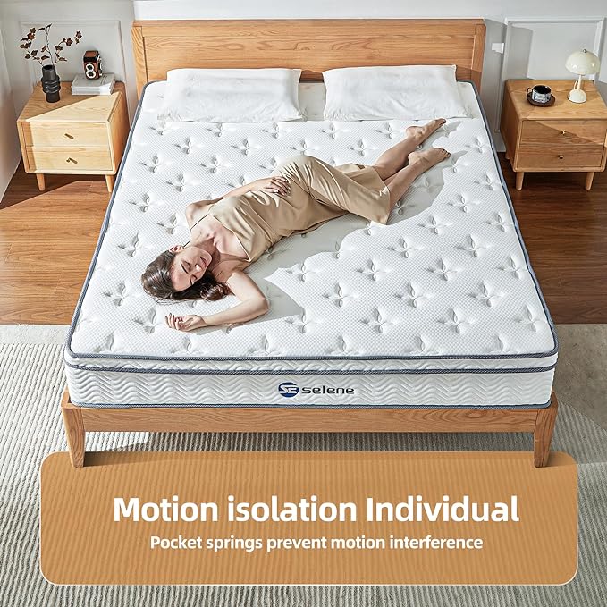 Full Size Mattress, 12 Inch Mattress Full with Pocket Spring and Memory Foam for Pressure Relief, Motion Isolation, Edge Support, Medium Firm Mattress in a Box, CertiPUR-US, White - LeafyLoom