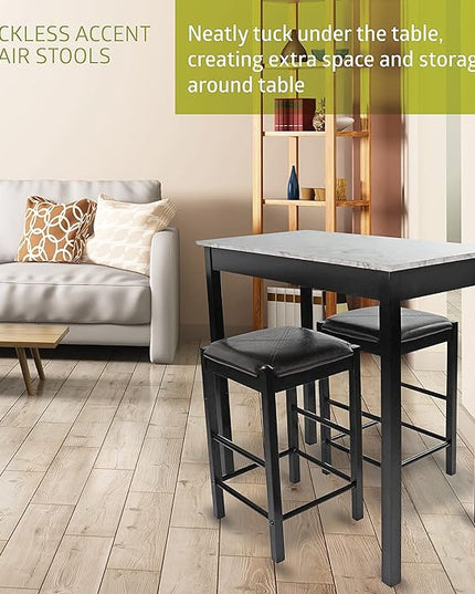 Pearington Remington High Top Counter Height Bar and Pub Table Set with 2 Chairs, White - LeafyLoom