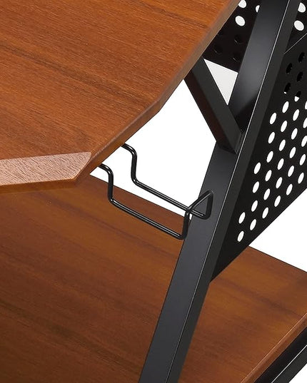 NicBex Laik-DW-00056-DX Desks, 67" W x 38" D x 42" H, Cherry - LeafyLoom