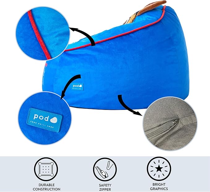 Idea Nuova Paw Patrol The Mighty Movie Hillside by pod Plush Kids Bean Bag Chair, 24" Wx24 Dx17 H - LeafyLoom