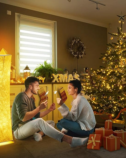 chiphy Floor Lamp, Dimmable 52" (M) Tall Standing Lamp, 3 Levels Adjustable Brightness 12Wx2 LED Bulbs, Column Floor Light w/White Fabric Shade, Home Decor for Living Room, Bedroom - LeafyLoom
