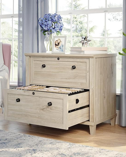 Sauder Hammond Lateral File, L: 32.87" x W: 20.55" x H: 30.0", Chalk Oak Finish - LeafyLoom