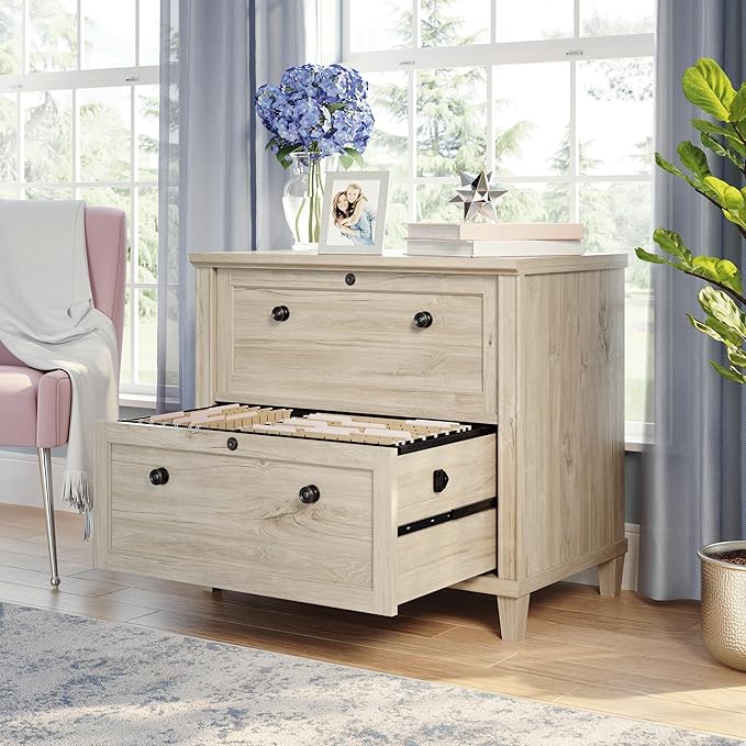 Sauder Hammond Lateral File, L: 32.87" x W: 20.55" x H: 30.0", Chalk Oak Finish - LeafyLoom