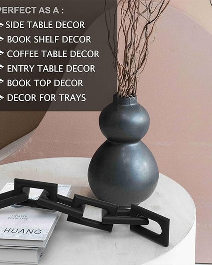 Wood Chain Link Decor Wooden Chain Link for Coffee Table Decor Boho Wood Knot Decor Room Decor or Shelf Decor Wooden Chain Link Decor Farmhouse Decor Rustic Home Decor (Black Chain) - LeafyLoom